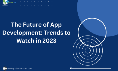 this image is about the future of app development trends to watch in 2023