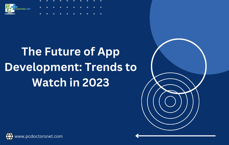 this image is about the future of app development trends to watch in 2023